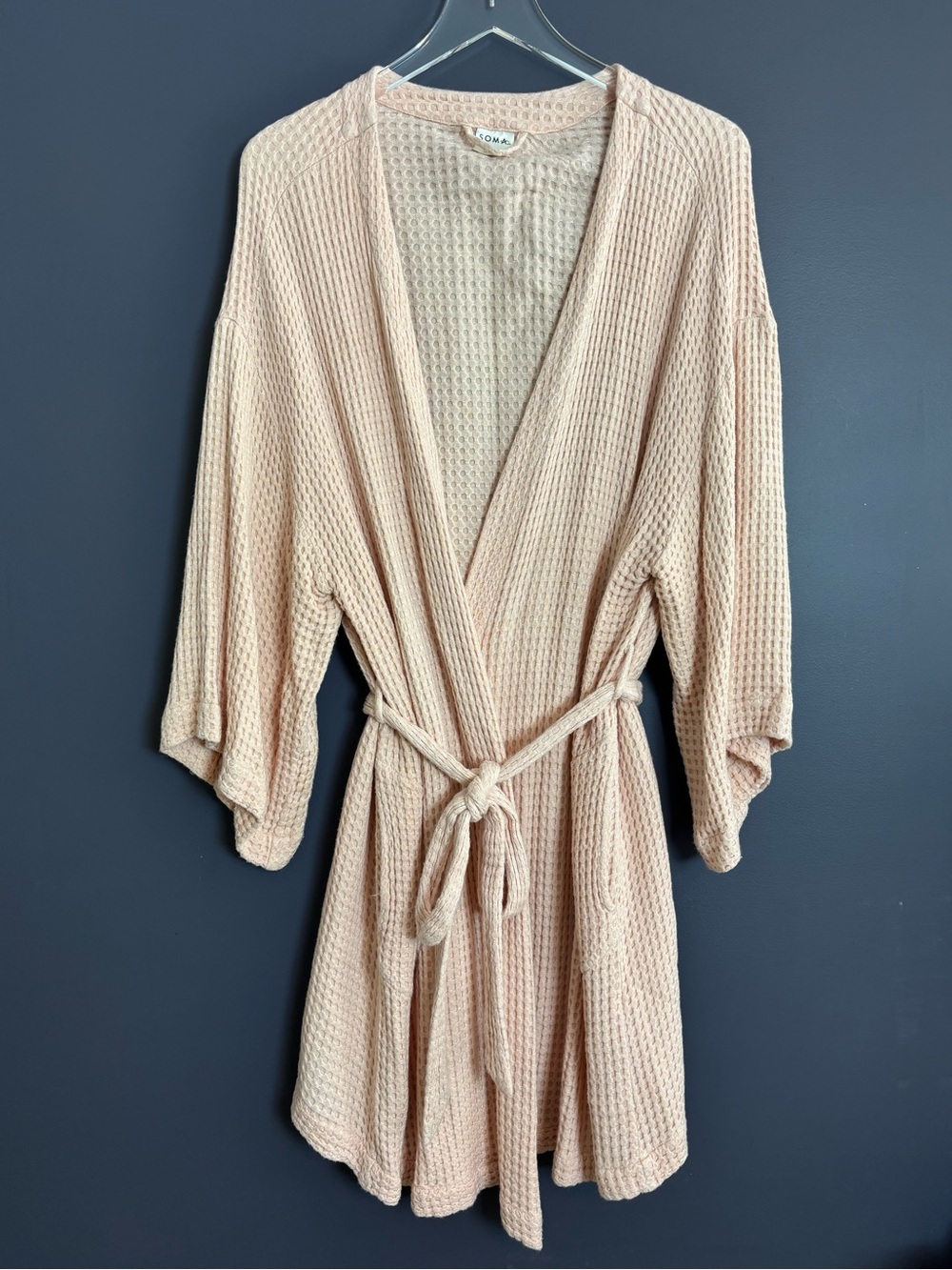 SOMA Light Ballet Pink Waffle Weave Kimono Sleeve Belted Robe Large / XL Cozy
